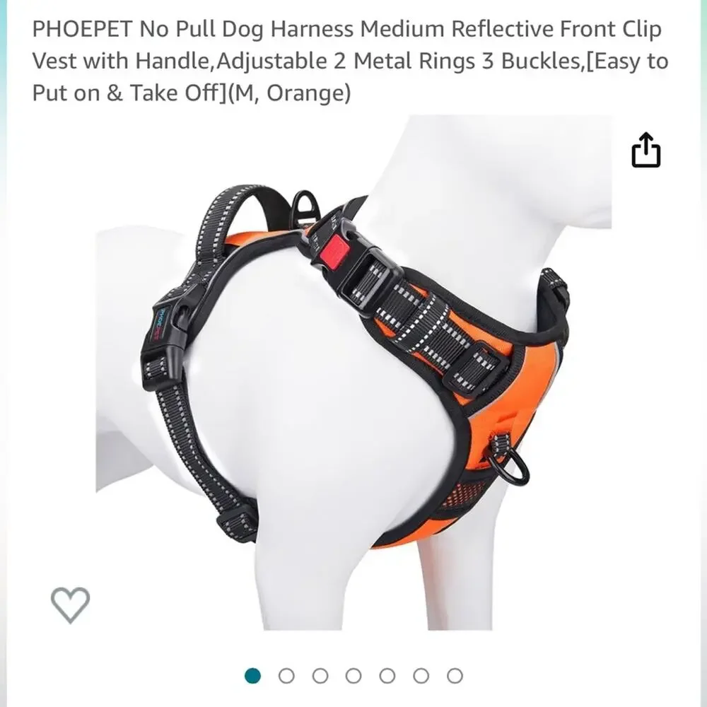 Phoepet Orange No Pull Harness size Medium Easy On and Off
